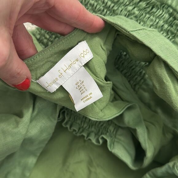 House of Harlow green linen mini dress open back zip small s - Picture 5 of 6